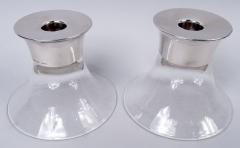 Allan Adler Allan Adler Midcentury Modern Sterling Silver Glass Candlesticks - 4542851
