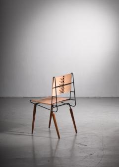 Allan Gould Allan Gould Minimalist Leather and Iron Chair USA 1950s - 2486569