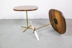 Allan Gould Pair of Elegant Side Tables in Brass and Wood by Allan Gould - 1011506