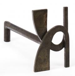 Alpha shaped stunning pair of wrought iron andirons - 1650596