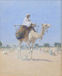 Alphons Leopold Mielich Orientalist watercolour painting of a man riding a camel by Alphons L Mielich - 3989785