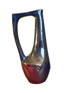 Alphonse Cythere Rambervillers Cyt re Iridescent Blue Stoneware Pitcher 31cm 12 2  - 4804437