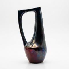 Alphonse Cythere Rambervillers Cyt re Iridescent Blue Stoneware Pitcher 31cm 12 2  - 4804439
