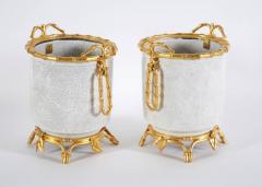 Alphonse Giroux et Cie French Japonsime Ormolu Mounted Chinese Crackle Glaze Porcelain Cahcepots Pair - 554494