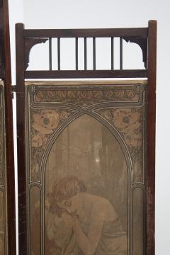 Alphonse Maria Mucha Art Nouveau Screen Les Heures du jour by Alphonse Mucha Signed - 2205477