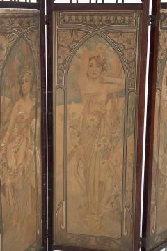 Alphonse Maria Mucha Art Nouveau Screen Les Heures du jour by Alphonse Mucha Signed - 2205478