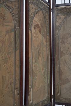 Alphonse Maria Mucha Art Nouveau Screen Les Heures du jour by Alphonse Mucha Signed - 2205484