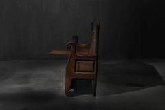 Alpine Monastic Bench with Folding Table France 19th Century - 4135148
