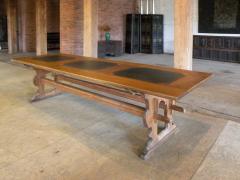 Alpine Swiss 18th Century Rustic long Pine and Slate inset Dining Table - 922925