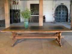 Alpine Swiss 18th Century Rustic long Pine and Slate inset Dining Table - 922931