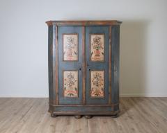 Alpine late 18th Century Blue Painted Wardrobe with Hand Painted - 4812648