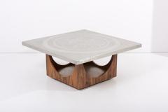 Aluminum Edged Coffee Table with Wooden Base Germany 1970s - 2076822