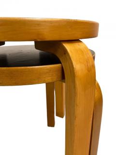 Alvar Aalto A Pair of Alvar Aalto Stools Model no 60 Black Laminate Artek 1930s - 3983445