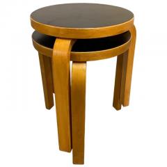 Alvar Aalto A Pair of Alvar Aalto Stools Model no 60 Black Laminate Artek 1930s - 3983457