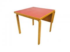 Alvar Aalto Aino Alvar Aalto Foldable Dining Kitchen Table In Red Linoleum Artek 1950s - 3959871