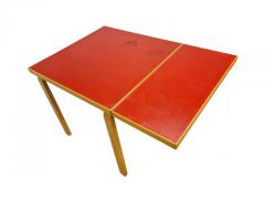 Alvar Aalto Aino Alvar Aalto Foldable Dining Kitchen Table In Red Linoleum Artek 1950s - 3959877