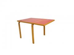 Alvar Aalto Aino Alvar Aalto Foldable Dining Kitchen Table In Red Linoleum Artek 1950s - 3959879