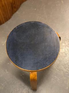 Alvar Aalto Alvar Aalto 3 Legged Stool Model 60 In Birch and Blue Linoleum Artek 1950s - 4107749