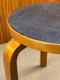 Alvar Aalto Alvar Aalto 3 Legged Stool Model 60 In Birch and Blue Linoleum Artek 1950s - 4107751