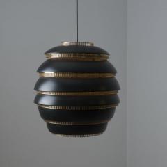 Alvar Aalto Alvar Aalto A332 Beehive Pendant in Brass Black Valaistusty Finland 1950s - 4637322