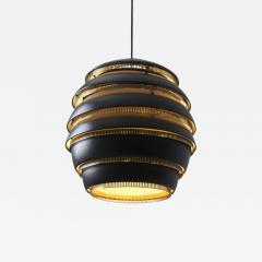 Alvar Aalto Alvar Aalto A332 Beehive Pendant in Brass Black Valaistusty Finland 1950s - 4642508