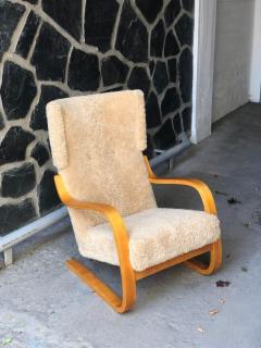 Alvar Aalto Alvar Aalto Armchair Model 401 in Birch and Honey Sheepskin Artek 1950s - 4120528