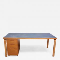 Alvar Aalto Alvar Aalto Birch Dining or Writing Table with Blue Top and Cabinet - 454808