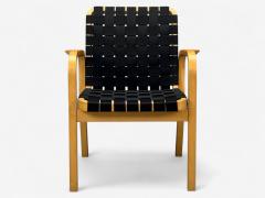 Alvar Aalto Alvar Aalto Birch Rattan Black Linen Webbing Armchairs Finland 1980s - 4363728