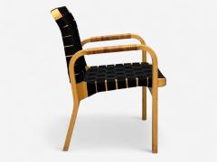 Alvar Aalto Alvar Aalto Birch Rattan Black Linen Webbing Armchairs Finland 1980s - 4363729