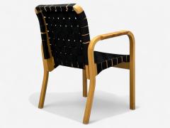 Alvar Aalto Alvar Aalto Birch Rattan Black Linen Webbing Armchairs Finland 1980s - 4363730