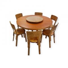 Alvar Aalto Alvar Aalto Dining Table with Lazy Susan B91 and 6 Chairs Model 66 Artek 1940s - 4173903