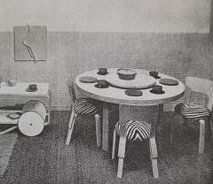 Alvar Aalto Alvar Aalto Dining Table with Lazy Susan B91 and 6 Chairs Model 66 Artek 1940s - 4173913