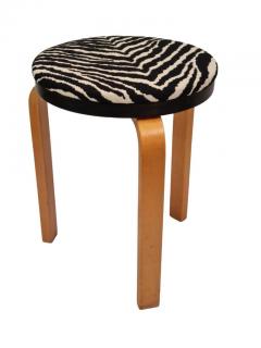 Alvar Aalto Alvar Aalto Double Decker Stool 60 in Birch and Artek Zebra Fabric 1940s - 4138115