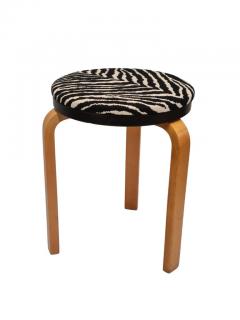 Alvar Aalto Alvar Aalto Double Decker Stool 60 in Birch and Artek Zebra Fabric 1940s - 4138116