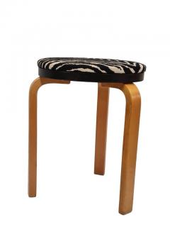 Alvar Aalto Alvar Aalto Double Decker Stool 60 in Birch and Artek Zebra Fabric 1940s - 4138117
