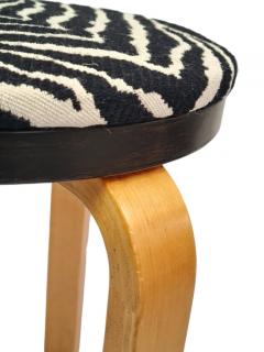 Alvar Aalto Alvar Aalto Double Decker Stool 60 in Birch and Artek Zebra Fabric 1940s - 4138118