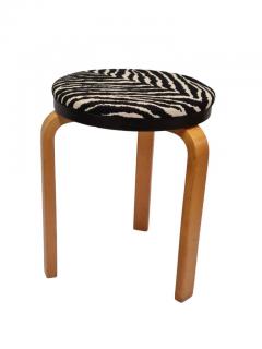 Alvar Aalto Alvar Aalto Double Decker Stool 60 in Birch and Artek Zebra Fabric 1940s - 4138122