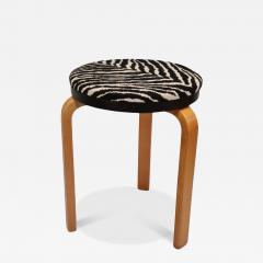 Alvar Aalto Alvar Aalto Double Decker Stool 60 in Birch and Artek Zebra Fabric 1940s - 4140788