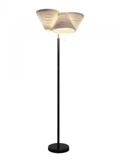 Alvar Aalto Alvar Aalto Floor Lamp Model A809 in White and Black Leather Valaistusty 1960s - 3962651