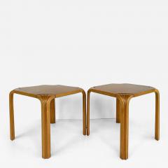 Alvar Aalto Alvar Aalto For Artek Finland Fan Leg End Side Tables Pair - 3976645