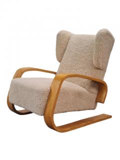 Alvar Aalto Alvar Aalto Highback Tank Arm Chair in Sheepskin A 38 Artek 1940s - 3972927