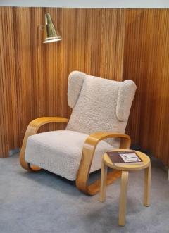 Alvar Aalto Alvar Aalto Highback Tank Arm Chair in Sheepskin A 38 Artek 1940s - 3972934