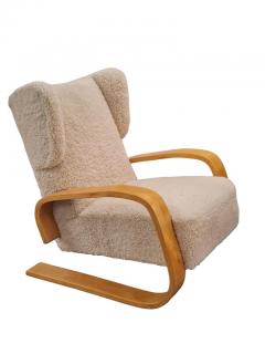 Alvar Aalto Alvar Aalto Highback Tank Arm Chair in Sheepskin A 38 Artek 1940s - 3972936