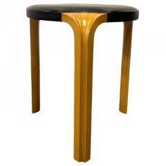 Alvar Aalto Alvar Aalto Stool X600 in Birch and Original Black Leather Artek 1960s - 3944067