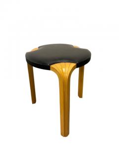 Alvar Aalto Alvar Aalto Stool X600 in Birch and Original Black Leather Artek 1960s - 3944088