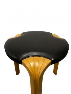 Alvar Aalto Alvar Aalto Stool X600 in Birch and Original Black Leather Artek 1960s - 3944089