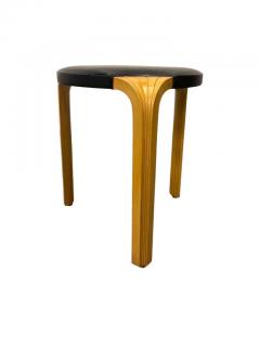 Alvar Aalto Alvar Aalto Stool X600 in Birch and Original Black Leather Artek 1960s - 3944091