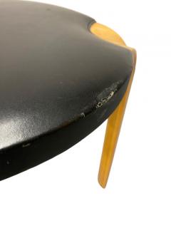 Alvar Aalto Alvar Aalto Stool X600 in Birch and Original Black Leather Artek 1960s - 3944092