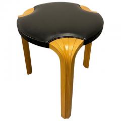 Alvar Aalto Alvar Aalto Stool X600 in Birch and Original Black Leather Artek 1960s - 3944096