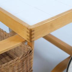 Alvar Aalto Alvar Aalto Tea Trolley Model 900 White Tiles Birch Rattan Artek 1960s - 4230834